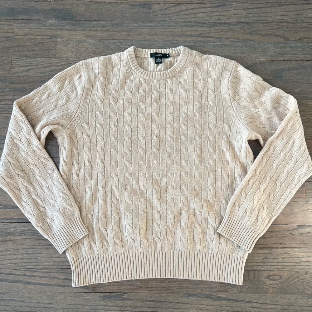 Vintage Y2K J. Crew Fisherman Sweater Lambswool Cashmere Cream Crewneck Small